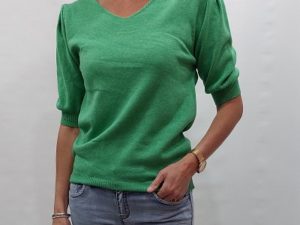 pofmouw truitje v-hals groen