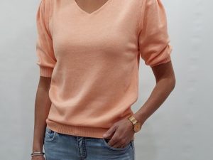 pofmouw truitje v-hals zalm