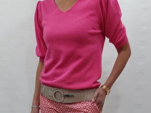 pofmouw truitje v-hals fuchsia