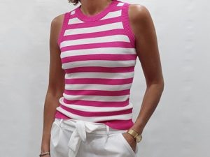 streeptop fuchsia/wit