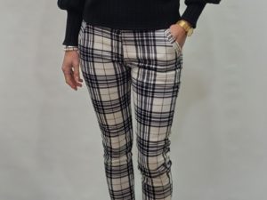 ruit broek zwart/wit