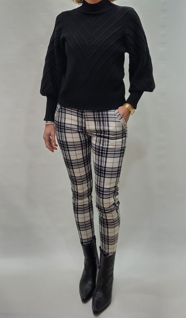 ruit broek zwart/wit