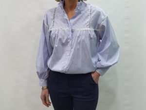 blouse streep blauw/wit