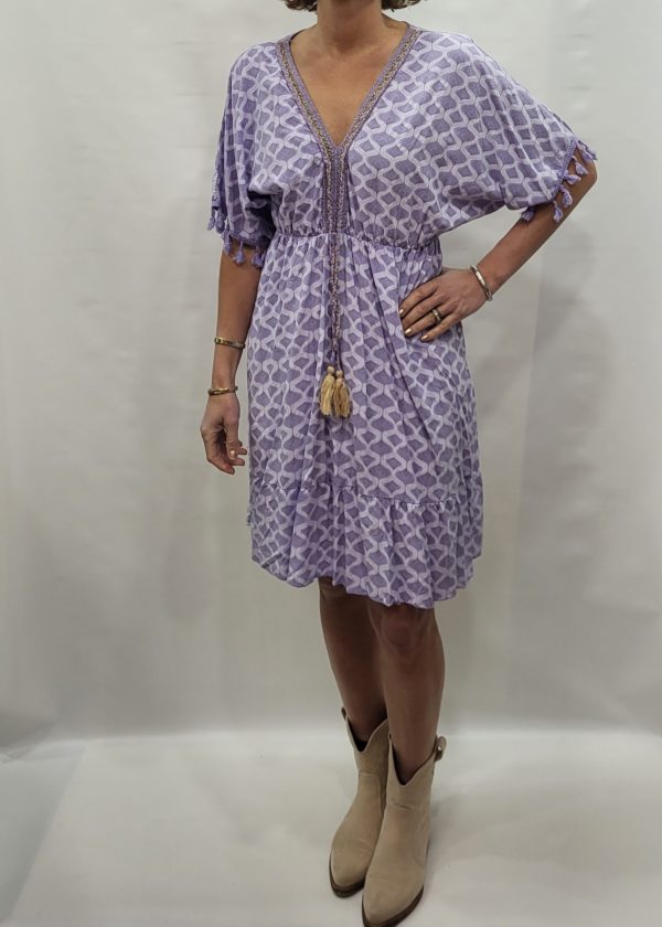ibiza jurk print lila
