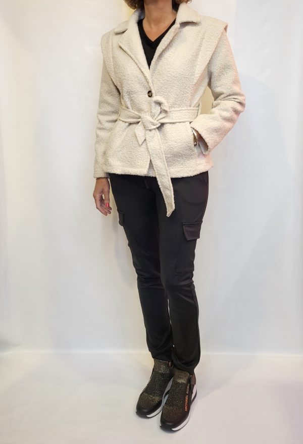 trench coat fluffy kort ecru