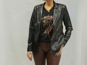 leatherlook blazer zwart
