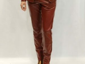 leatherlook broek bordeaux