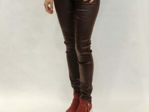 Norfy leatherlook broek bordeaux