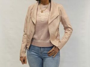 leatherlook jasje oud roze