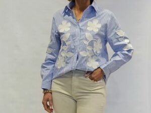 blouse blauw/wit bloem