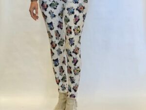travelbroek print zwart/wit