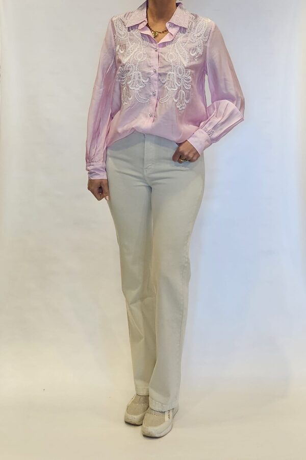 blouse roze borduur