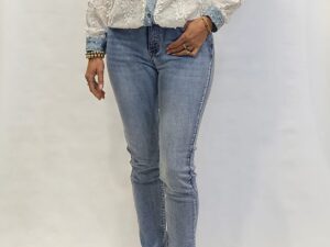 blouse jeans/wit