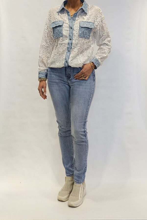 blouse jeans/wit