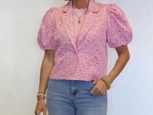 pofmouw jasje jacquard roze