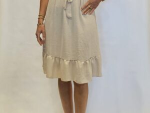 jurk ruche beige