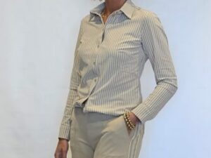 Ambika travelblouse streep beige