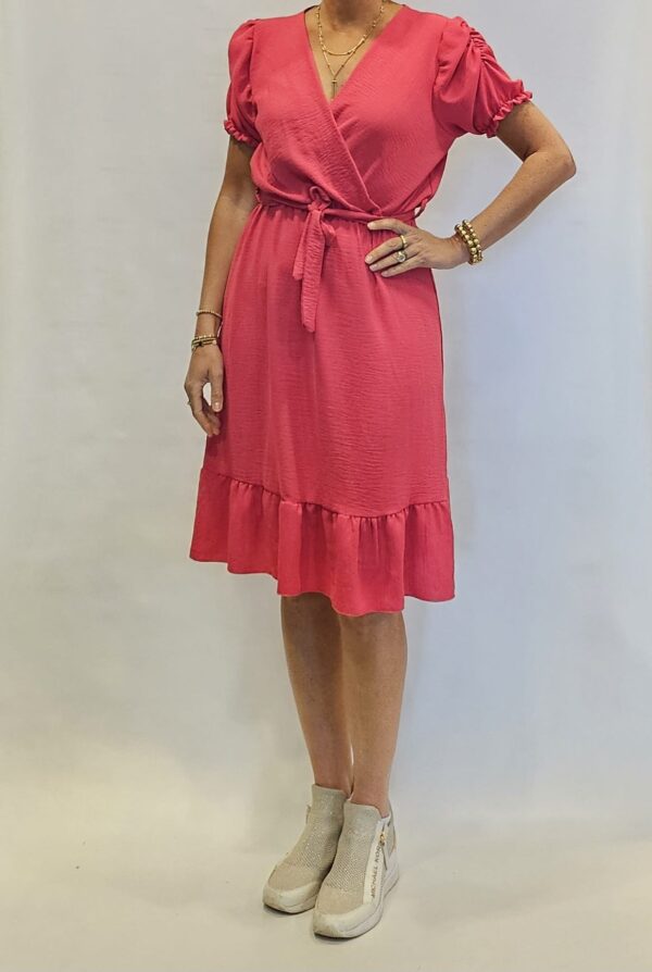 jurk ruche fuchsia