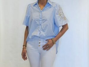 streepblouse blauw glitter