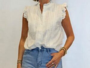 broderie blouse mouwloos