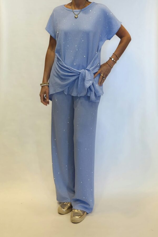 tweedelige set glitter blauw