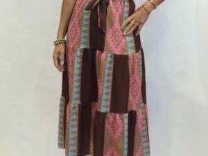 jurk print bruin