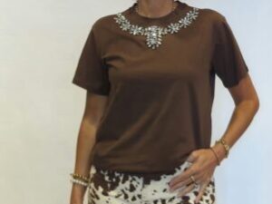shirt bruin strass