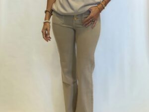 broek button zand