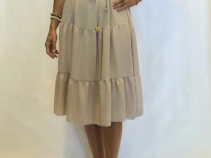 jurk ruche beige