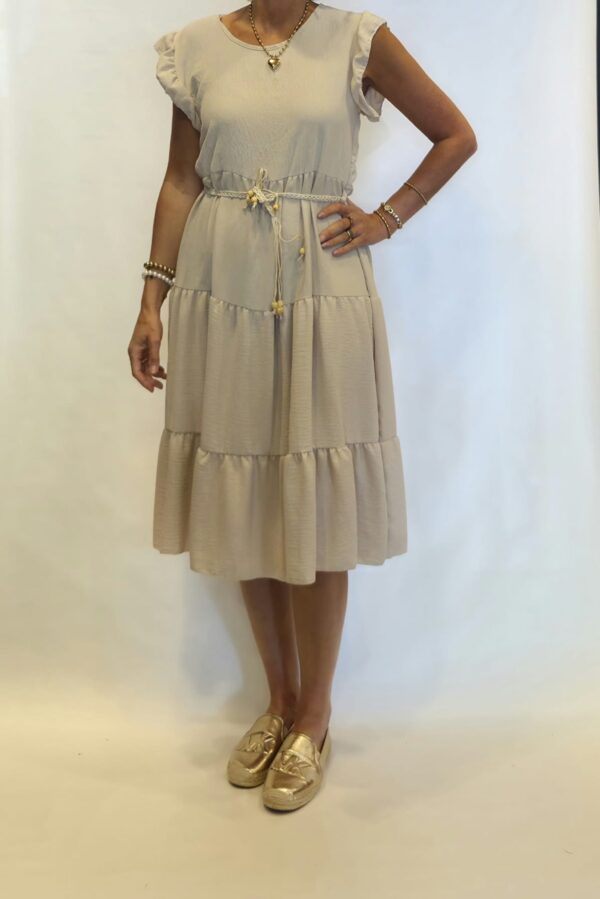jurk ruche beige