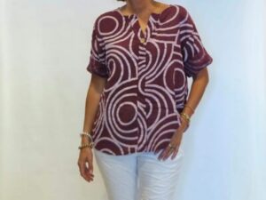 blouse print bordeaux