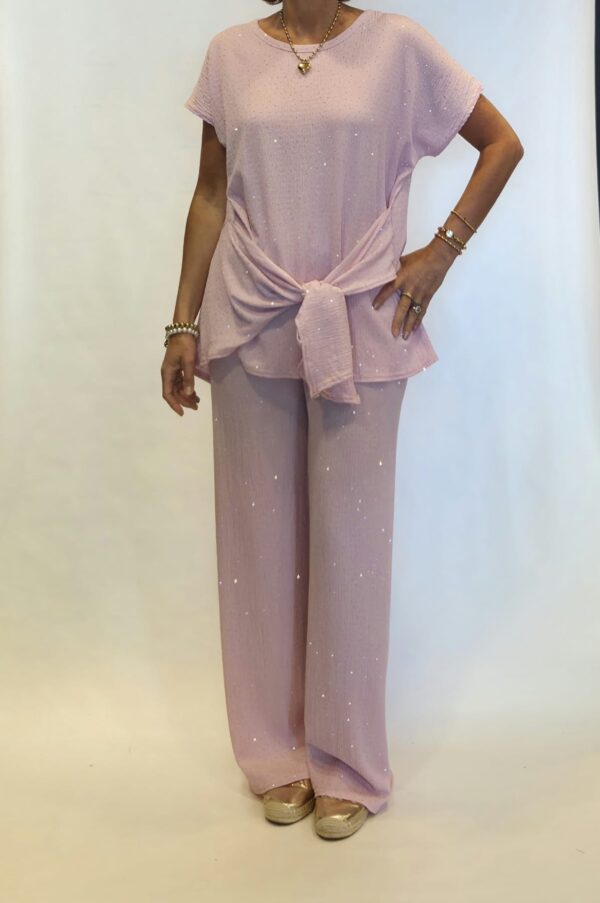 tweedelige set glitter roze