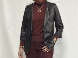leatherlook blazer zwart