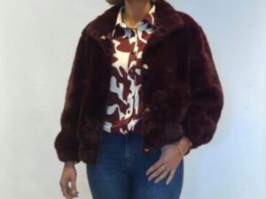 Fake fur jas bordeaux