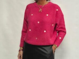 trui fuchsia hartjes